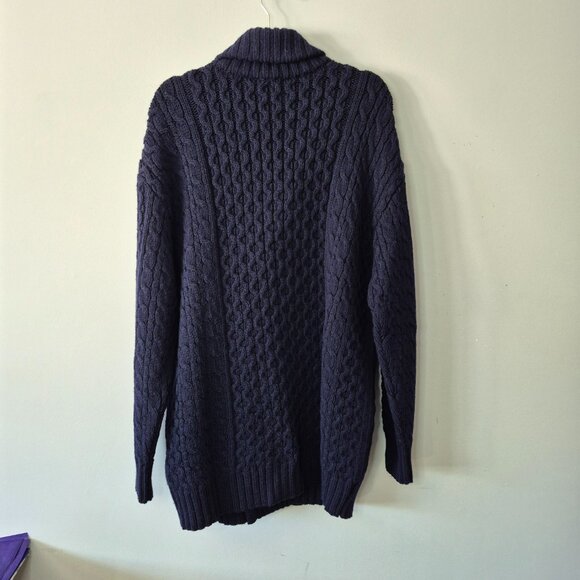 NWT SAOL Ireland Merino Wool Navy Shawl Collar Irish Aran Cardigan Sweater XXL - Picture 9 of 12